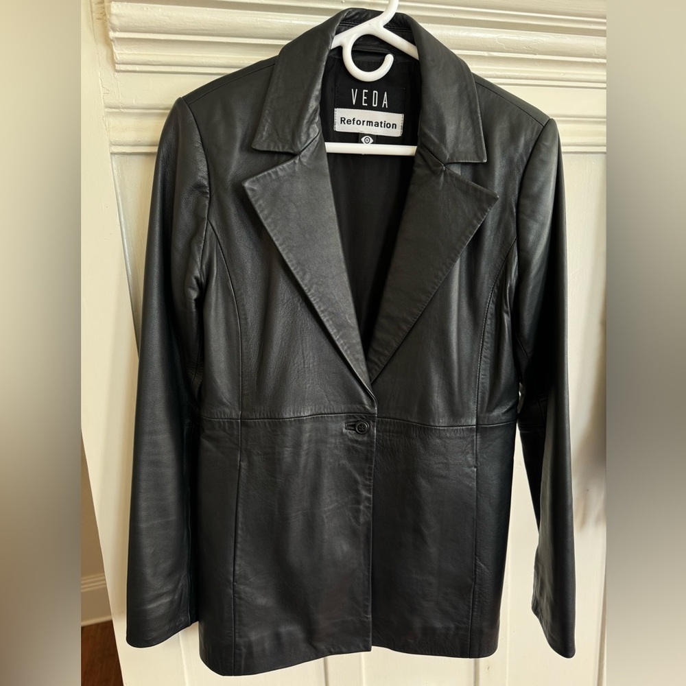 Reformation x VEDA Bowery leather blazer—LIKE NEW, barely used